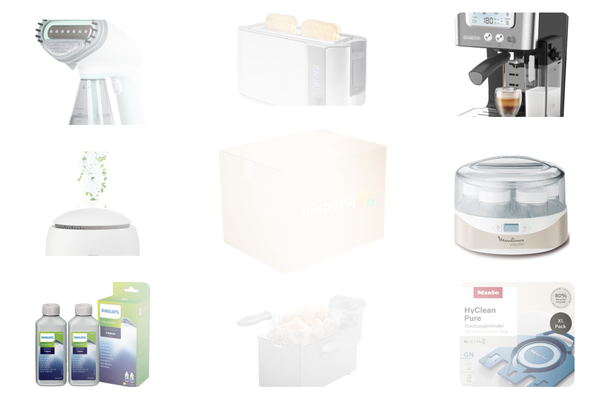 Mixpartij retailwaarde: €531,24 (PHILIPS, Miele, Moulinex) 12 producten