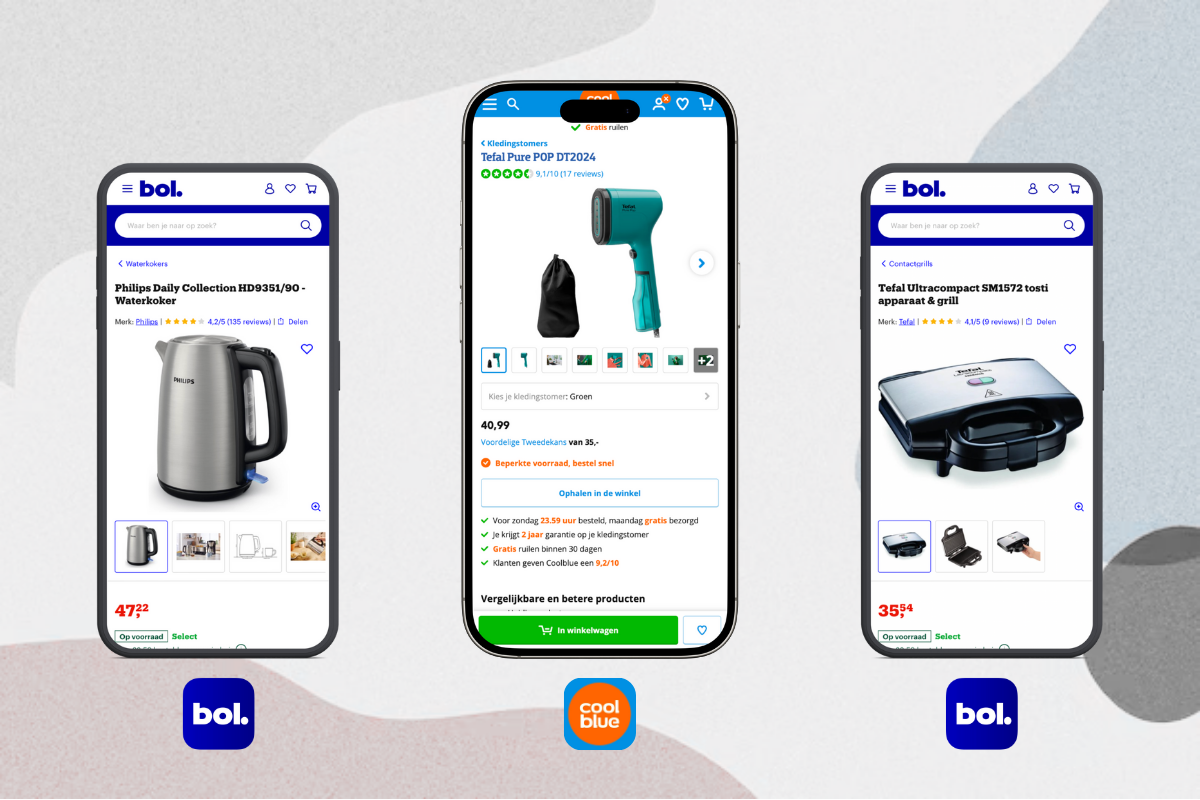 Mixpartij retail: €1.044,69 (MIELE, Bosch, Philips, TEFAL) 18 producten